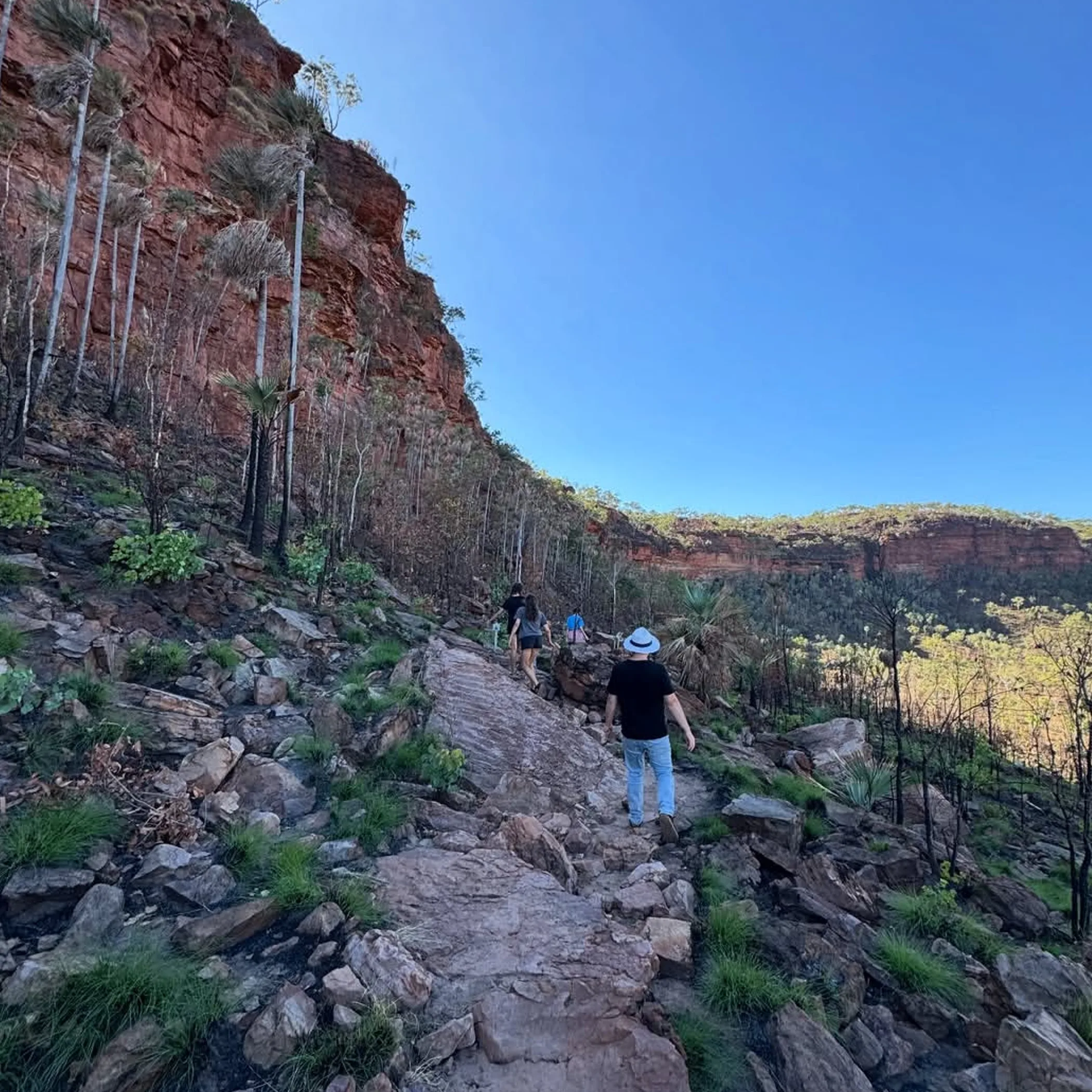 hikers on rugged remote trail