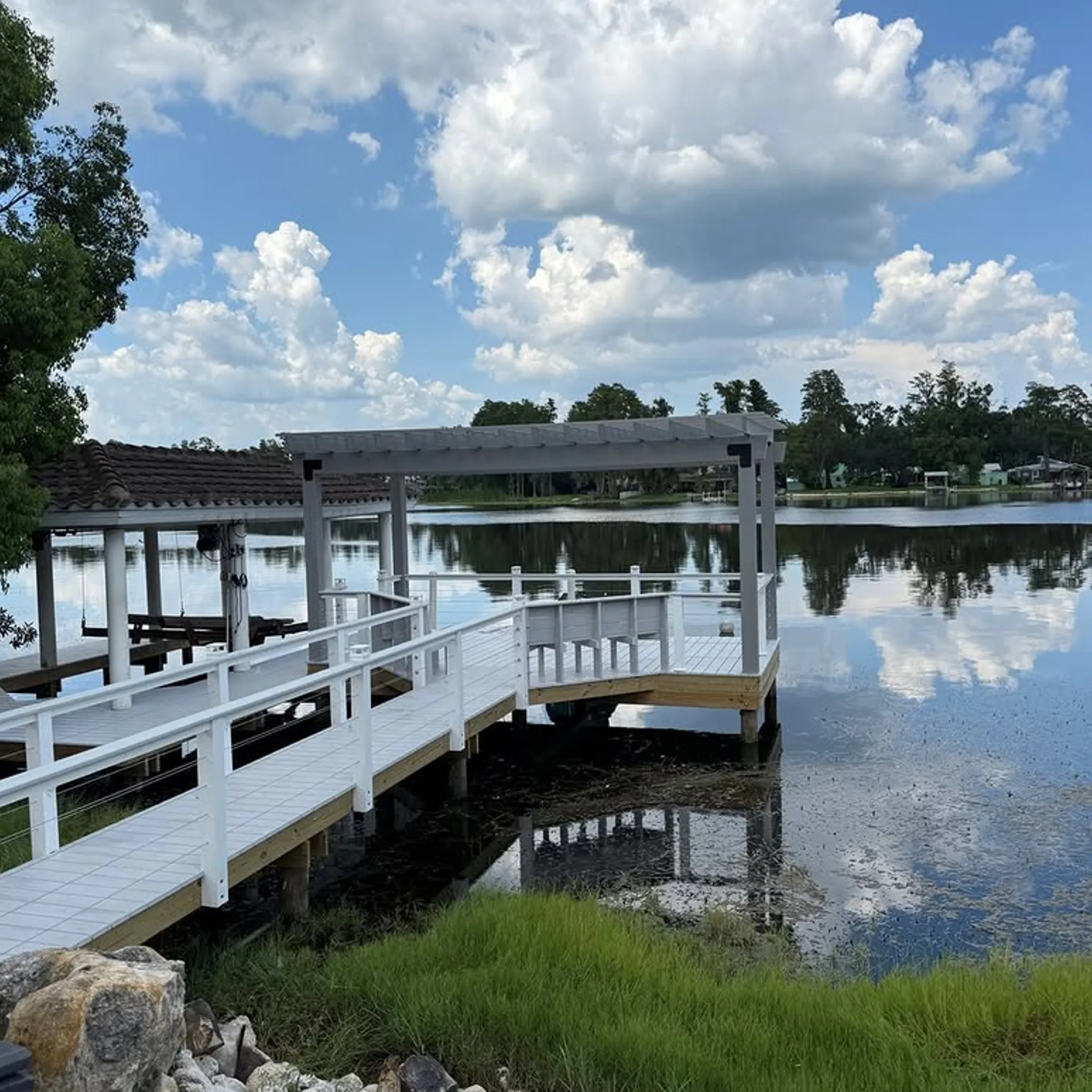 outdoor deck structure near water