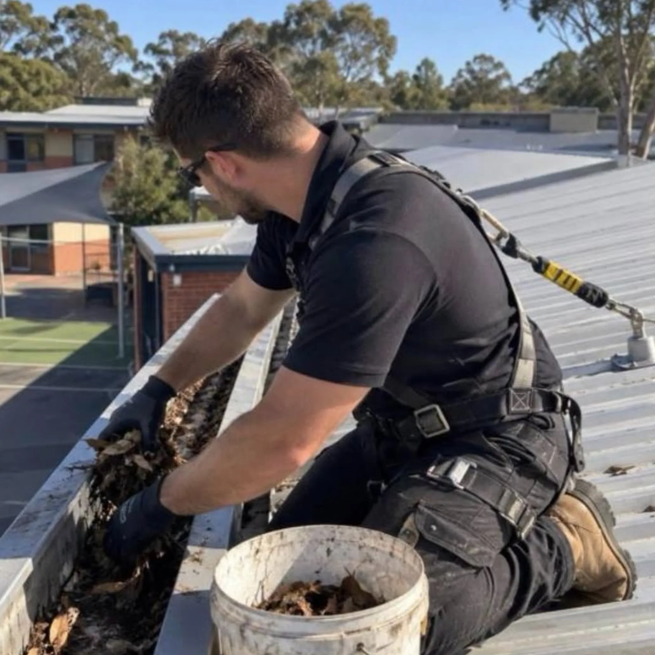 roof maintenance with safety harness
